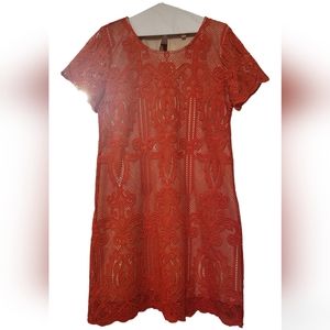 Skies are blue red orange lace vintage wedding summer classy dress sizeM